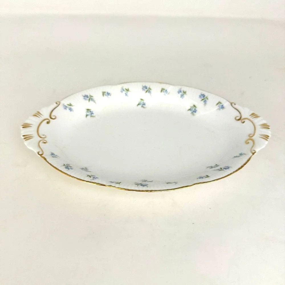 Royal Albert Blue Heaven Teapot Bone China Blue Floral Gold Trim 2 Trays Vintage